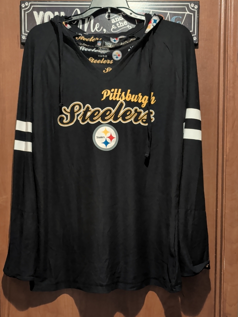 NFL Pittsburgh Steelers Black & Gold Long Sleeve Sleep Top Hoodie
